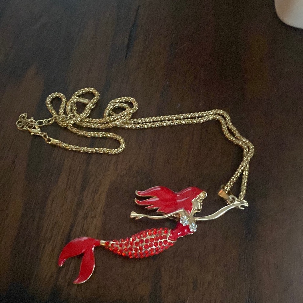 Betsey Johnson Red Mermaid Necklace